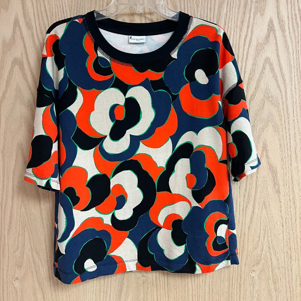 Dries Van Noten Top, Short Sleeve, Floral Size Small